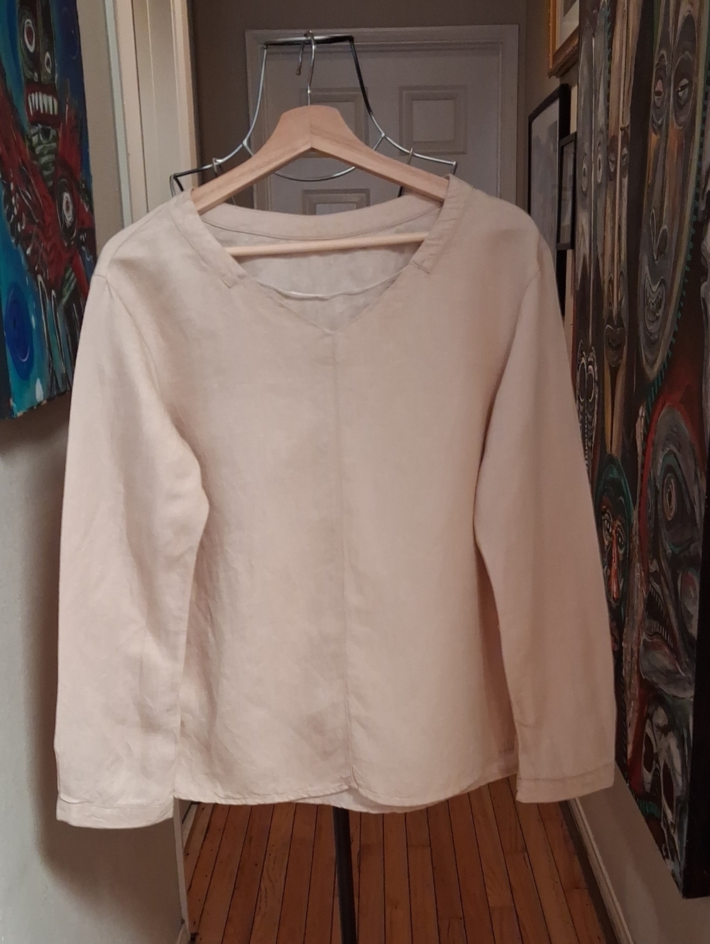 Simple Cream Long Sleeve Blouse